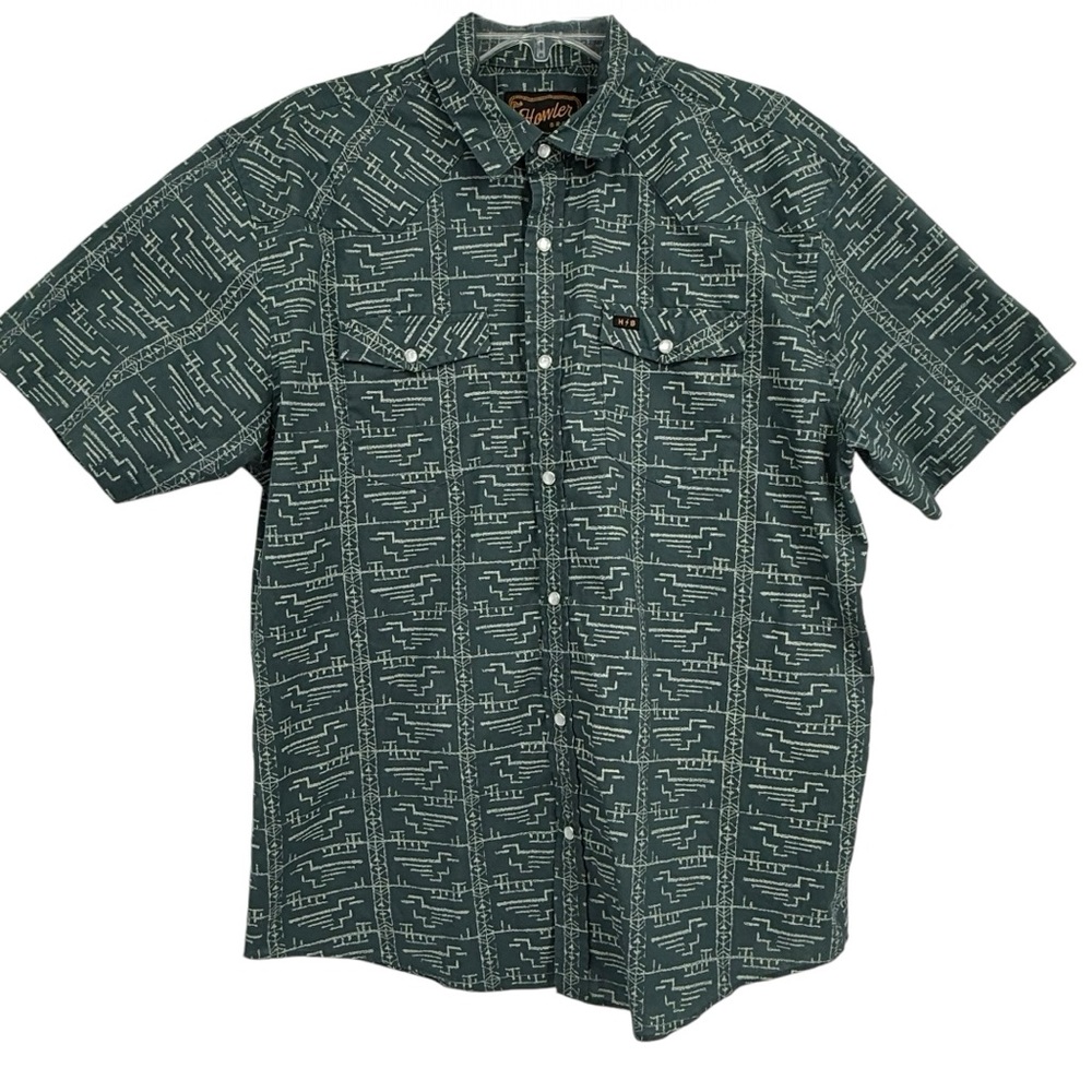 Howler Brothers Teal Geometric Button Down Shirt